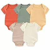 Chamie Newborn Baby Bodysuit Kurzarm für Baby Jungen und Mädchen 0-12M, 5er Pack