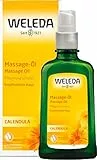 WELEDA Bio Calendula Massageöl - ätherisches Naturkosmetik Hautpflege Körperöl / Pflegeöl mit Sonnenblumenöl zur Pflege empfindlicher Haut mit frischem Litsea Cubeba & Zitrone Duft (vegan, 100ml)