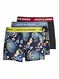 JACK & JONES Herren Jacflower Bird Trunks 3 Pack Noos Boxershorts, Surf The Web/Detail:black - Black, M EU