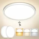 NIBSHOOM LED Deckenlampe mit Bewegungsmelder 2 PCS, 3000K/4000K/6500K 18W IP44 Wasserfest Deckenleuchte Innen für Flur Bad Treppe Balkon Garage