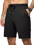 JMIERR Herren Textur Kurze Hosen mit 3 Taschen 2026 Sommer Casual Loose Shorts Elastische Taille Schwarz XL