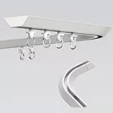 120/250/350/480/500CM Gardinenschiene 1 Läufig, Leisem Eckgleiter, Aluminium-Gardinenstange Für Vorhänge Wohnmobil-Vorhangschiene Raumteiler Duschvorhang(90 Degree Corner Bends)