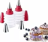 Westmark Dekorierflaschen-Set, 2 Flaschen und 4 Tüllen, Mit Verschlusskappen, Kunststoff/Rostfreier Edelstahl, Transparent/Rot/Silber, 31142260