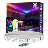httpsmp 5m Ws2812 RGB+IC LED Streifen, IP68 Wasserdicht, 5V USB Betrieben, Musik Sync, Bluetooth App/RF Fernbedienung, Lichter für Balkon, Deck, Camping, Garten, Schlafzimmer, Dekor