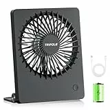 TriPole Schreibtisch Ventilator Batteriebetrieben, 180° Tragbarer Ventilator, 3-Geschwindigkeits USB-Ventilator, Ultradünner Mini-Ventilator für Home Office Reisegeschenke für Frauen Männer, Schwarz