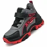 Winterschuhe Jungen Wanderschuhe Schneestiefel Jungen Trekkingschuhe Kinder Wanderstiefel für Warme Gefütterte Winterstiefel Outdoor Baumwollschuhe SRot EU 34