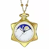 BOSHIYA Sailor Moon Taschenuhr Gold Strass Stern Quarz Taschenuhren für Frauen mit Kette