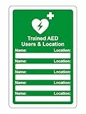 AED-Sicherheitsschild, 1,2 mm starrer Kunststoff für den Innen- und Außenbereich (300 mm x 200 mm) Sichtabstand innerhalb von 7 m.