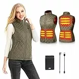 Kintiwe Beheizbare Weste, Beheizte Weste Damen Heizweste mit 12000mAh Powerbank, Beheizbare Jacke Heizjacke Wärmeweste mit 5 Heizzonen und 3 Einstellbaren Temperaturen für Outdoor Wandern Skifahren