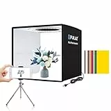 PULUZ Mini Fotobox 25x25cm, Kleines Fotostudio Box mit 104 LED-Leuchten CRI 95 & 6 Arten Doppelseitiger Farbhintergründe für kleine Produktfotografie
