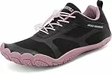 Sixspace Barfussschuhe Damen Outdoor Zehenschuhe Barfußschuhe Herren Traillaufschuhe Atmungsaktiv Leichte Fitnessschuhe Schnell Trocknend Badeschuhe (Schwarz Rose, 39EU)