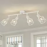 FORCOSO Deckenstrahler Schwenkbar 350°, Spots Deckenleuchte 4 Flammig Metall Deckenlampe Strahler, E14 Industrial Deckenspots, Vintage Decke Küchenlampe Küche Wohnzimmer schlafzimmer Flur Lampe Weiß