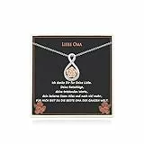 USEEDOVIA Kette Geschenke für Oma, Kette 40cm mit Anhänger Blumen Rose Vergoldet AAA Zirkonia Halskette mit Karte und Geschenkbox