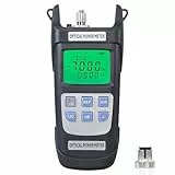 Qilnyeh Glasfaser-Leistungsmesser, hochpräziser Glasfaserkabeltester -70 dBm ~ + 10 dBm mit LED-Licht, optischer Leistungsmesser OPM mit 10 Wellenlängenspeicher (Grau)