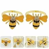 Amosfun Serviettenringe Eleganter Serviettenhalter Goldfarbene Serviettenschnalle 2 Stück mit Bienenmotiv aus Legierung für Party Dekoration und Alltag für Tischdeko