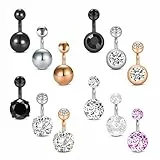 Mayhoop 12 Stk Piercing Bauchnabel Kristall Kugeln Piercing Barbell Bauchnabelpiercing Schmuck 14 Gauge (1.6mm x 6mm)