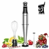 GDOR Stabmixer Elektrischer, 3 in 1 Pürierstab Edelstahl, 1100W Stufenlos Geschwindigkeiten Rührstab, Hand Blender Mit 2 Schneebesen, für Küche, Suppe, Smoothie, Püree