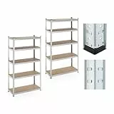Relaxdays Schwerlastregal, 2er Set, 5 Ebenen, 180x100x40 cm, 500 kg Tragkraft, Stahl, Lagerregal Keller & Garage, Silber