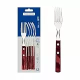 Domestic by Mäser, Serie Polywood, Steakgabel 19 cm im 6-er Set, edles Steakbesteck aus rostfreiem Edelstahl