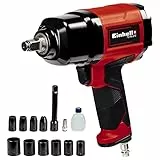 Einhell Druckluft-Schlagschrauber TC-PW 610 (max. Drehmoment 610 Nm, Links-/Rechtslauf, 10 Stecknüsse, Ölflasche (leer), Stecknippel, Verlängerung 125 mm)