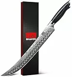 SHAN ZU Japanisches Fleischermesser aus Pulverstahl 30 cm Brustmesser zum Fleischschneiden, Tranchieren und Zerteilen Kohlenstoffreiche 12°-Scharfe Klinge Brechmesser mit Ergonomischem Pakkaholzgriff