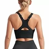 Atxnn Damen Sport BH Einstellbarer Breiten Schultergurt Yoga Bra Push up Bustier Racerback Nahtlose Gepolstert ohne Buegel für Fitness Lauf Joggen, SCHWARZ L