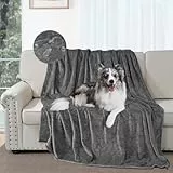 DUJUIKE wasserdichte Bettdecke, wasserdichte Hundedecke Aus Flanell, Geeignet FüR Haustierdecke, Matratze, Sofa, MöBelschutz, Doppelseitige Weiche Multifunktionale üBerwurfdecke (102 X 152 cm, Grau)