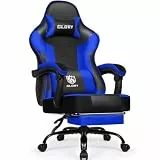 minnouat Gaming Stuhl Ergonomischer mit Fußstütze, Gaming Chair Bürostuhl 150 kg Belastbarkeit, Gamer Stuhl aus Kunstleder, Höhenverstellbarer PC Zockerstuhl für Jugendliche Erwachsene, Blau