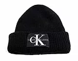 Calvin Klein Jeans Damen Mütze Monologo Patch Beanie, Schwarz (Black), Onesize