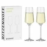 RITZENHOFF 6111008 - Champagnerglas 200 ml - Serie Lichtweiss 2 Stück, Set 3 mit Echt-Gold, für 200 ml - Made in Germany