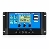 Thlevel 30A Solar Laderegler 12V-24V Ladegerät Controller Solarpanel Batterie Intelligente Solarregler PWM mit 5V Dual USB Port LCD Anzeige für Blei Säure Batterien