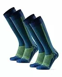 DANISH ENDURANCE 2 Paar Kompressionsstrümpfe, Sport Kompressionssocken, 21-26 mmHg, Unisex, für Herren & Damen, Blau/Neon Gelb, 39-42
