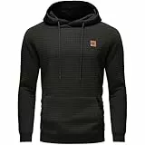 YuKaiChen Herren Pullover Kapuzenpullover Sweatshirts Plaid Jacquard Langarm Kordelzug Hipster Casual Hoodies Gr. Small, Schwarz