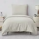 Aisbo Bettwäsche 135x200 Beige, 2teilig Bettbezug 135 x 200 mit Kissenbezug, Bettwäsche Set Mikrofaser mit Reißverschluss
