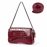 Etercycle Umhängetasche Damen, PU Leder Crossbody Bag mit 2 Schultergurt Handtasche Y2K Schultertasche Vintage für Frauen Trendy Taschen (Krokodilrot)