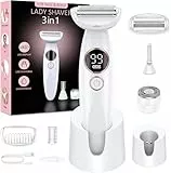 Rasierer Damen,3-In-1 Intimrasierer für Frauen,Gesichtshaarentferner für Frauen,Damenrasierer Elektrisch Nass-Trockenrasierer Ipx7 Wasserdicht Trimmer Damen,für Bikinizone Achseln Beine,USB-Aufladung