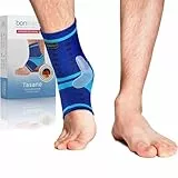 bonmedico Sprunggelenkbandage - Rutschfeste Knöchelbandage Sprunggelenk für Damen & Herren - Stützende Bandage für Fußgelenk, Achillessehne - Wellness Geschenke - 1 Fußbandage (Blue, Unisex Medium)