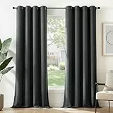 Deconovo Vorhänge Blickdicht Gardinen mit Ösen für Schlafzimmer Thermogardinen Vorhang Blackout Curtains, 245x140 cm(HöhexBreite), Dunkelgrau, 2er Set