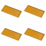 MULTIBROS 4 Stück Reflektor selbstklebend Katzenauge für Anhänger Wohnwagen Traktor rund rechteckig Rückstrahler (orange, rechteckig)