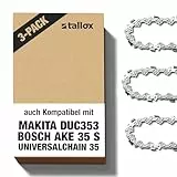 3 tallox Sägeketten 3/8' 1,1 mm 52 TG 35 cm Schwert kompatibel mit Oregon Makita Bosch Einhell