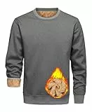 Libin Pullover Herren Sweatshirt Winter Warm Fleece Pullover Herren Ohne Kapuze Sport Outdoor Männer Gefütterte Thermo Langarmshirt Crewneck Dunkelgrau M