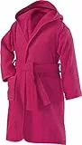 Erwin Müller Kinder-Bademantel mit Kapuze Uni Frottier Fuchsia Größe 122/128 - weich, flauschig, saugstark, mit Bindegürtel und Taschen, 100% Baumwolle (weitere Farben, Größen)