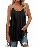 Aokosor Tank Top Damen Blusen Tuniken für Damen Tshirt Tops Tunika Sommer Oberteile Plissierte Outfits 2025 Schwarz 2XL