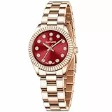 SAPPHERO Armbanduhr Damen Analog Quarz Damenuhr mit Edelstahlarmband 30mm Gehäusegröße Kristall Dekoration 5ATM Wasserdicht Uhr Geschenk für Damen Erhältlich aus Mehrfarbig