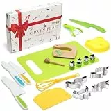 Kindermesser 20-teiliges Kinder Sicherheit Kochmesser Küchenmesser Set mit Gemüse Ausstechformen, Holzmesser, Schneidebrett etc. Montessori Spielzeug als Geburtstagsgeschenk für Kinder ab 3 Jahren