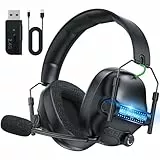 FC400 Wireless Gaming Headset, 2.4GHz Gaming Kopfhörer Kabellos mit Mikrofon für PS5, PS4, PC, Switch, Bluetooth 5.4 Gaming Headset, Geringe Latenz Noise Cancelling, mit LED Licht, 50H Akkulaufzeit