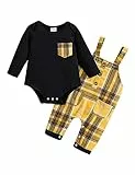 Haokaini Neugeborenes Baby Junge Kleidung Set Langarm Gentleman Anzug Solide Farbe Strampler Bodysuit Plaid Overalls Strumpfhosen Outfits 0-18M