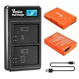 Vemico EN-EL14 EN-EL14A Akku Ladegerät Kit 2 Pack 1500mAh Ersatzakkus Typ C LCD Dual Ladegerät für D3100/D3200/D3300/D5100/D5200/D5300/D5500/D5600/P7000/P7100/P7700 (Vollkompatibel mit Orginal)