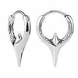 Flongo Unisex Wikinger Ohrringe Creolen: Geometrische Spitze silber Eckig Huggie Ohrstecker Edelstahl Hoop Gothic Ohrschmuck punk earrings für Herren Frauen Mädchen Weihnachten