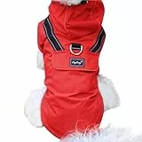JoyDaog Regenmantel für kleine Hunde mit Kapuze, wasserdichte Outdoor-Regenjacke für Hunde, Welpen-Regenmantel mit Taschen, Rot, S